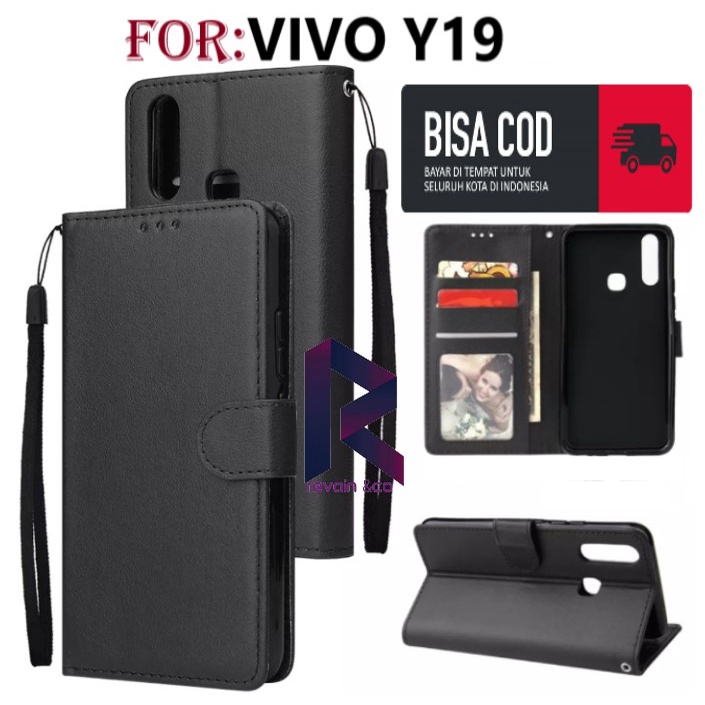 FLIP COVER VIVO Y19 CASING DOMPET FLIP WALLET LEATHER KULIT PREMIUM SARUNG BUKA TUTUP FLIP CASE VIVO Y19