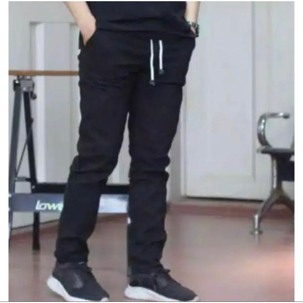 Celana Panjang Reguler Chino/Cino/Chinos Pria/Cowok Standar - Krem(Cream)/Abu(Grey)/Hitam(Black)