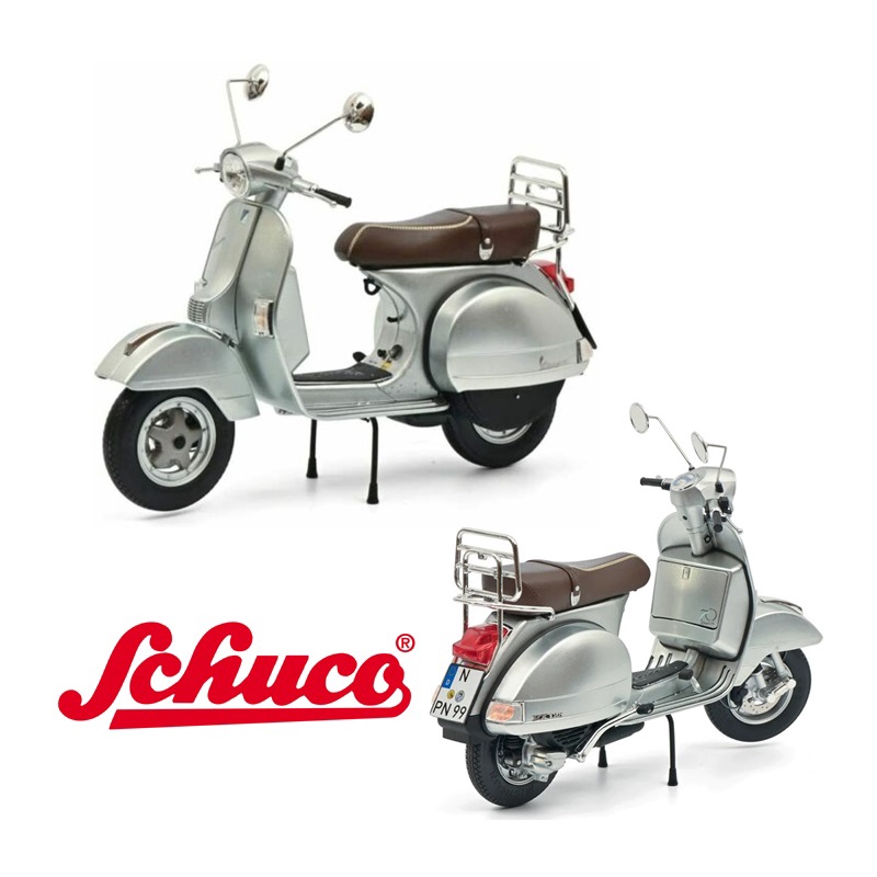 Diecast Vespa PX 125 70 years Special edition Silver 1:10 by Schuco