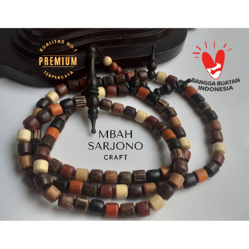 Tasbih 99 Kombinasi 9 Kayu Nusantara 8mm/Tasbih Combination Tube/Tasbih Kayu Model Tabung/Tasbih Mar