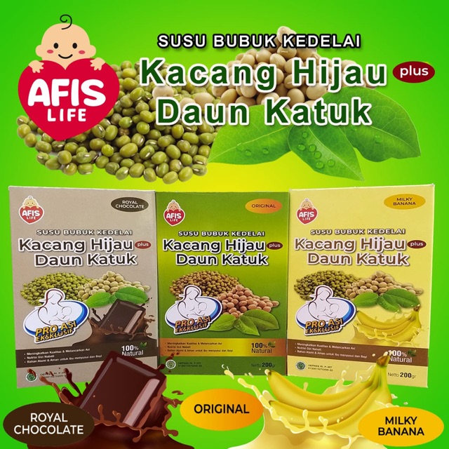 Afis susu bubuk kedelai kacang hijau daun katuk