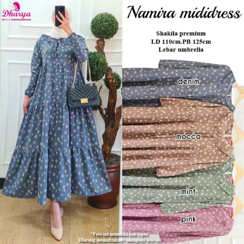 midi dress motif bunga bunga