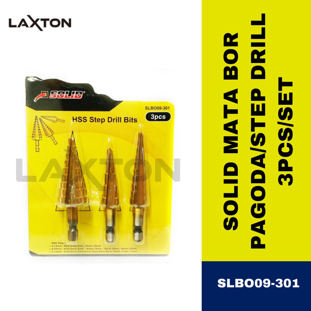 Solid mata bor pagoda step drill 3pcs per set SLBO09-301