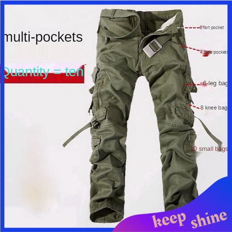 Celana Kargo Pria Big Size  Spring Military Tactical Pants Men Multi-pocket Pants Male Cargo Pants f