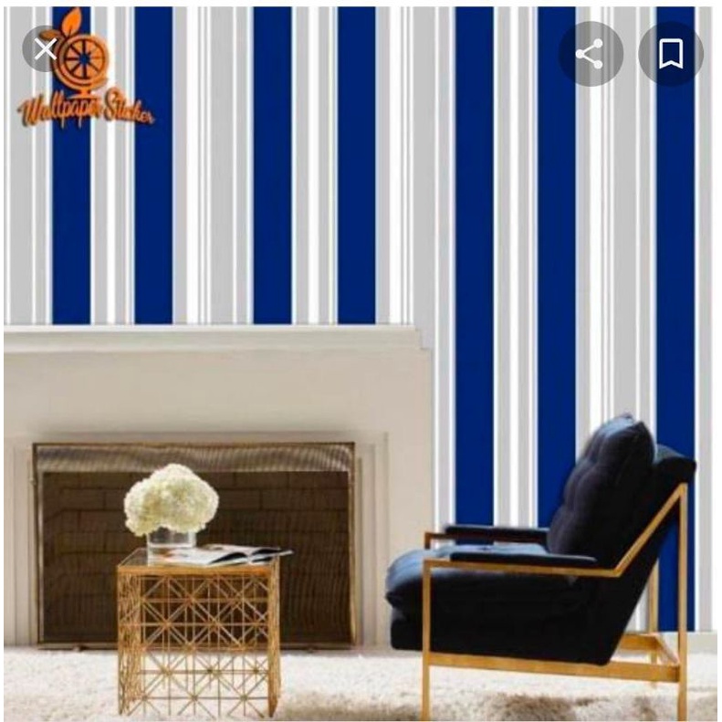 WALLPAPER STIKER DINDING MOTIF SALUR BIRU NEVI