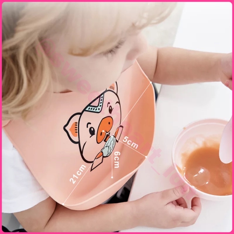 Slabber silikon bayi / Celemek Silikon Bayi Celemek Makan Bayi Baby BIB Slabber Full Silikon