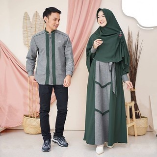 Asoka Couple Baju Pasangan Gamis Syari Set Kemeja Koko Muslim Fashion Setelan Lebaran Terlaris.ayyas