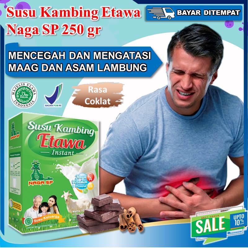 

Susu Kambing Etawa Naga SP 250gr Bubuk Rasa Coklat Mengatasi Kelebihan Asam Lambung Maag Magh Kronis