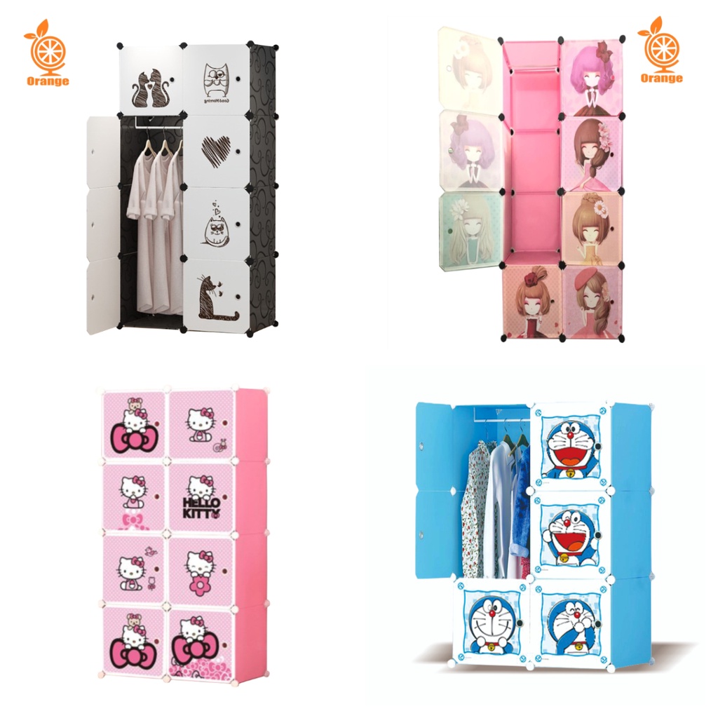 Lemari Pakaian Plastik Gantung 8 Pintu Karakter Serbaguna WD