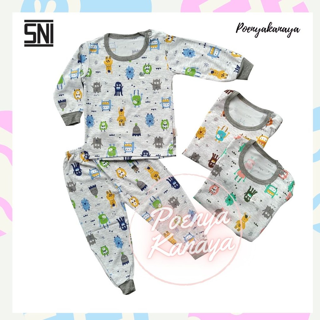 -20 Setelan Baju Bayi Piyama Bayi Oblong Panjang MONSTER MISTY SNI KENZY Size S - L STK18