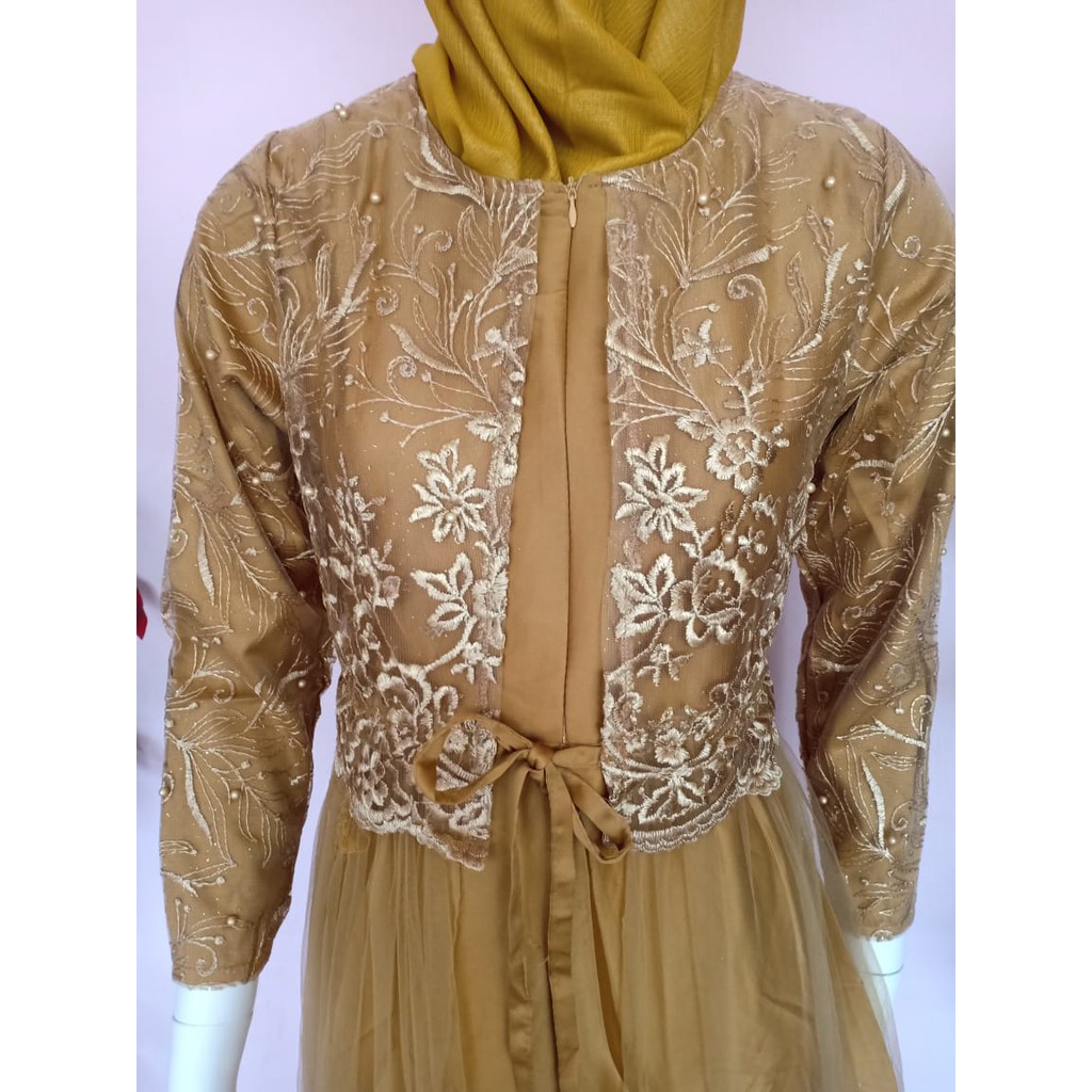 gos GAMIS BROKAT PLISKET Baju Muslim Wanita Dress Wanita Pakaian Muslim Wanita - 362