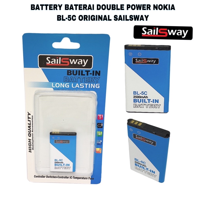 BATTERY BATERAI DOUBLE POWER NOKIA BL-4C DAN BL-5C ORIGINAL SAILSWAY