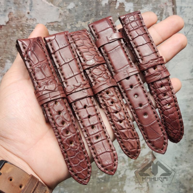 Strap kulit Croco asli / Tali jam kulit aligator / tali jam tangan kulit croco asli