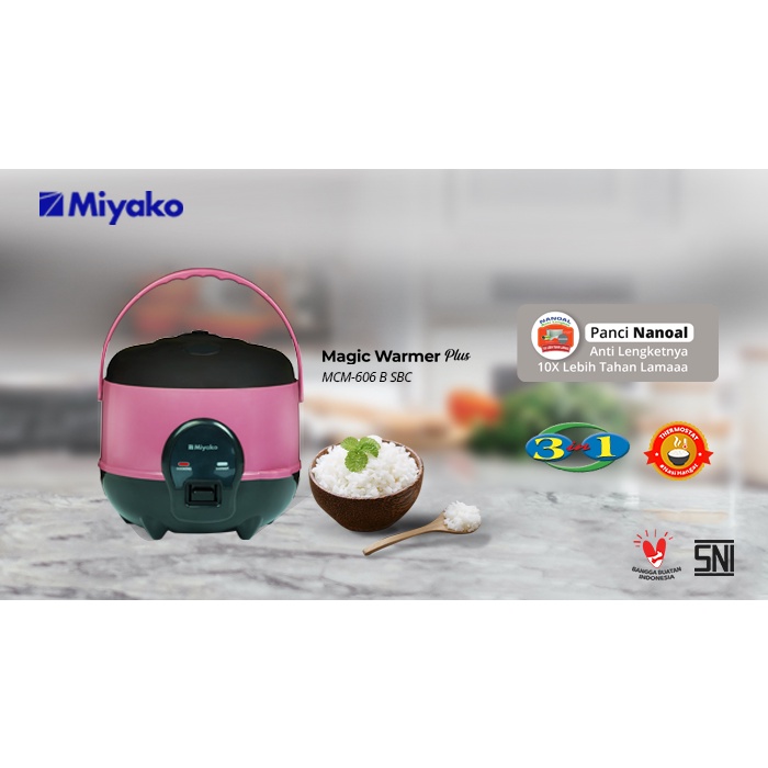 Magic Com / Rice Cooker Miyako 606 SBC  0,6 Liter Anti Lengket Bagus Murah Berkualitas Garansi Resmi