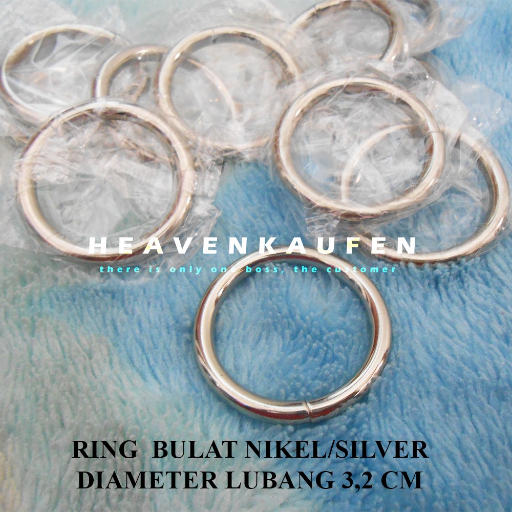 Ring Bulat Warna Silver Diameter Lubang 3,2 cm Tebal 4,5 mm Kualitas Bagus