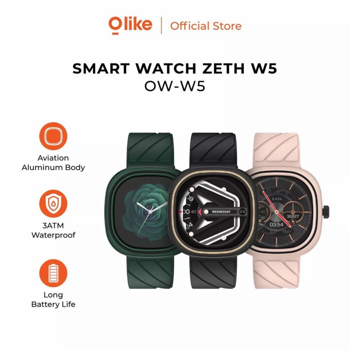 Olike Smartwatch OW-W5 Jam Tangan Aviation Aluminium body 3ATM - Hitam
