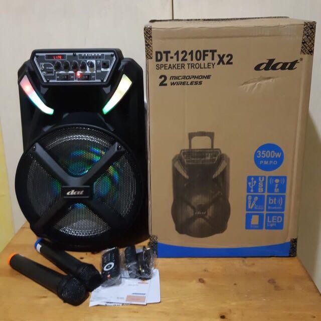 Speaker DAT 12 inch DT 1210 FT X2 2 Mic Wirelles