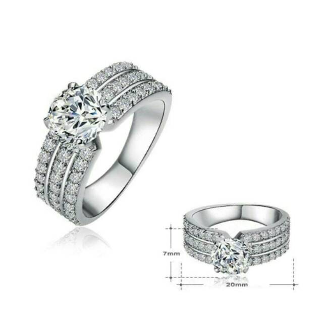 Cincin silver 925 dengan berlian buatan CI285