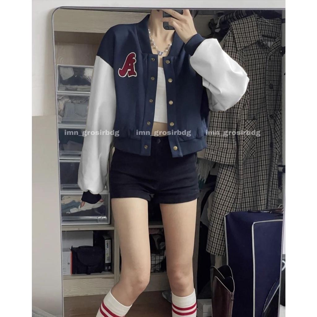 A BASEBALL VARSITY JAKET CROOP - JAKET CROPE BASEBALL KOREAN STYLE TERBARU