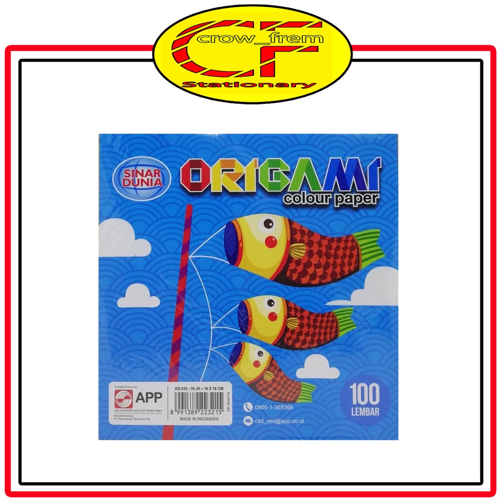 

KERTAS LIPAT ORIGAMI BESAR SIDU 16 x 16 cm [100 lembar]