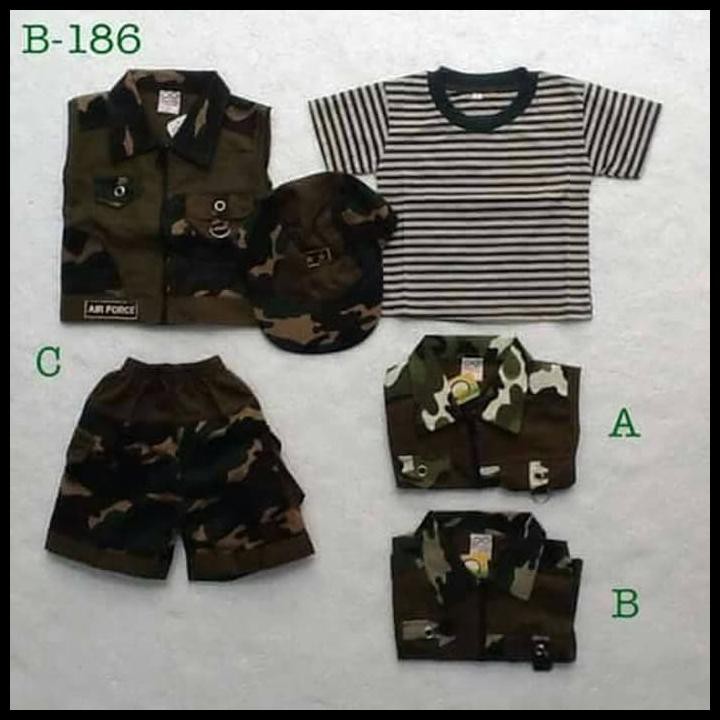 baju setelan kaos celana rompi topi army tentara anak bayi laki laki