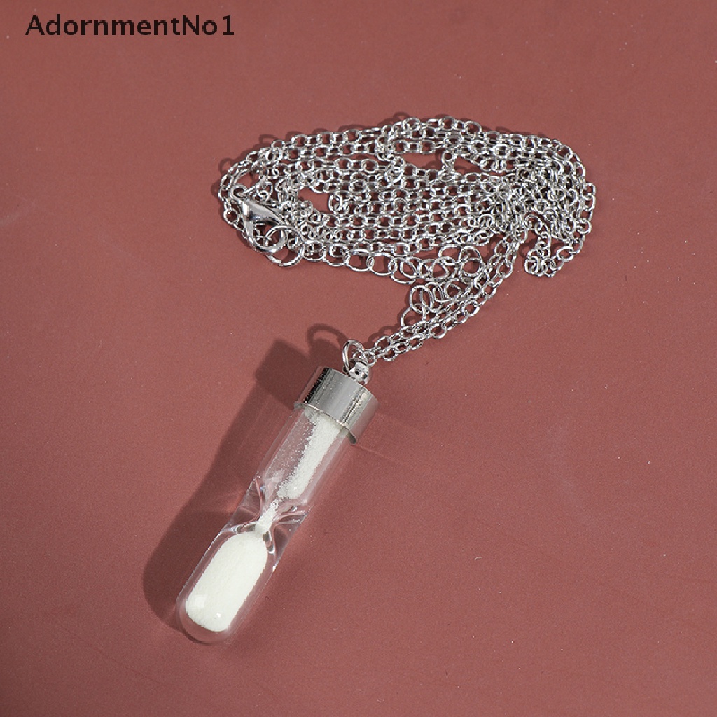 (AdornmentNo1) Kalung Rantai Dengan Liontin Jam Pasir Glow In The Dark Untuk Wanita