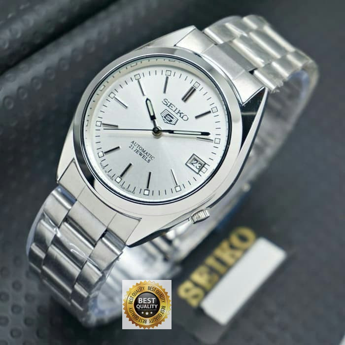 JAM TANGAN SEIKO 5 SERIES AUTOMATIC - Silver Putih, Box Kardus