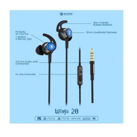 earphone gaming sades wired 3.5mm audio stereo bass for ps4 ps5 nitendo xbox pc laptop phone vr with microphone free pouch wings 20 - in ear