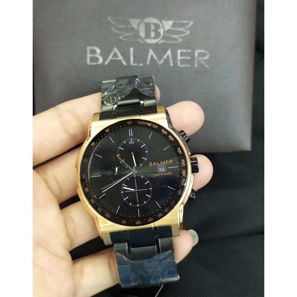 JAM TANGAN Pria BALMER 7986 PRIA ROSEGOLD BLACK KACA SAPPHIRE ORIGINAL