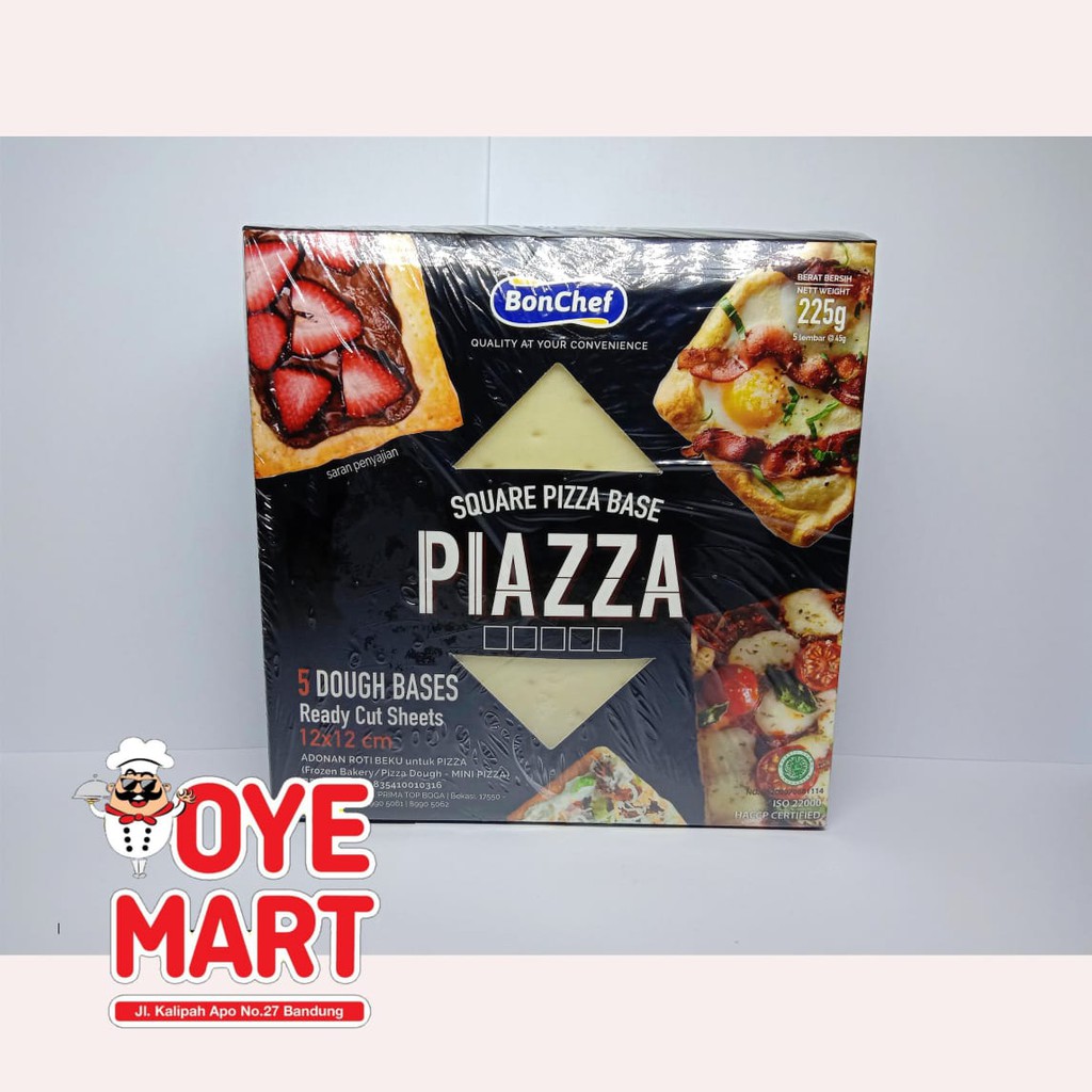 BONCHEF SQUARE PIAZZA BASE 12X12CM ISI 5 LEMBAR 22GR / KULIT PIZZA