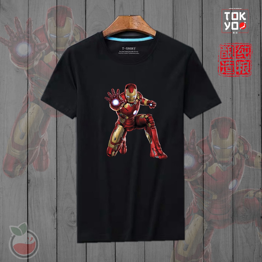 Lilipop Kaos Tshirt  Pria Avengers Iron Man Baju Distro Basic Lengan Pendek Cowok Kasual