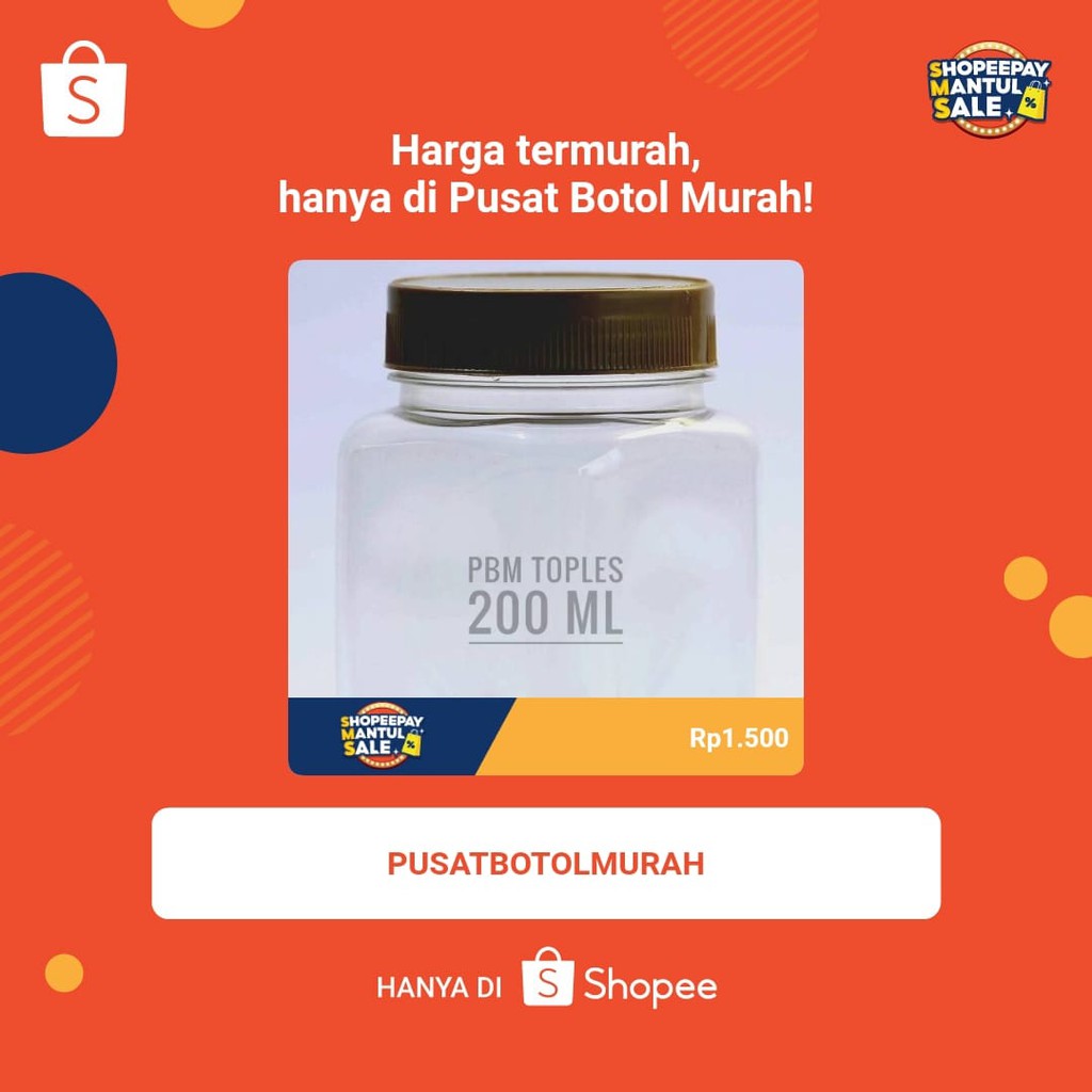 Toples kotak 200 ml merah botol plastik 200 ml botol murah