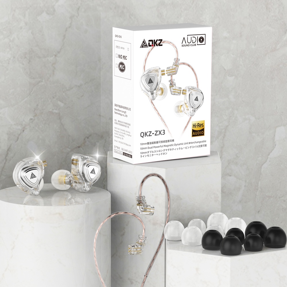 QKZ ZX3 earphone HIFI BASS stereo music telfon Sport daily headset dengan mic original