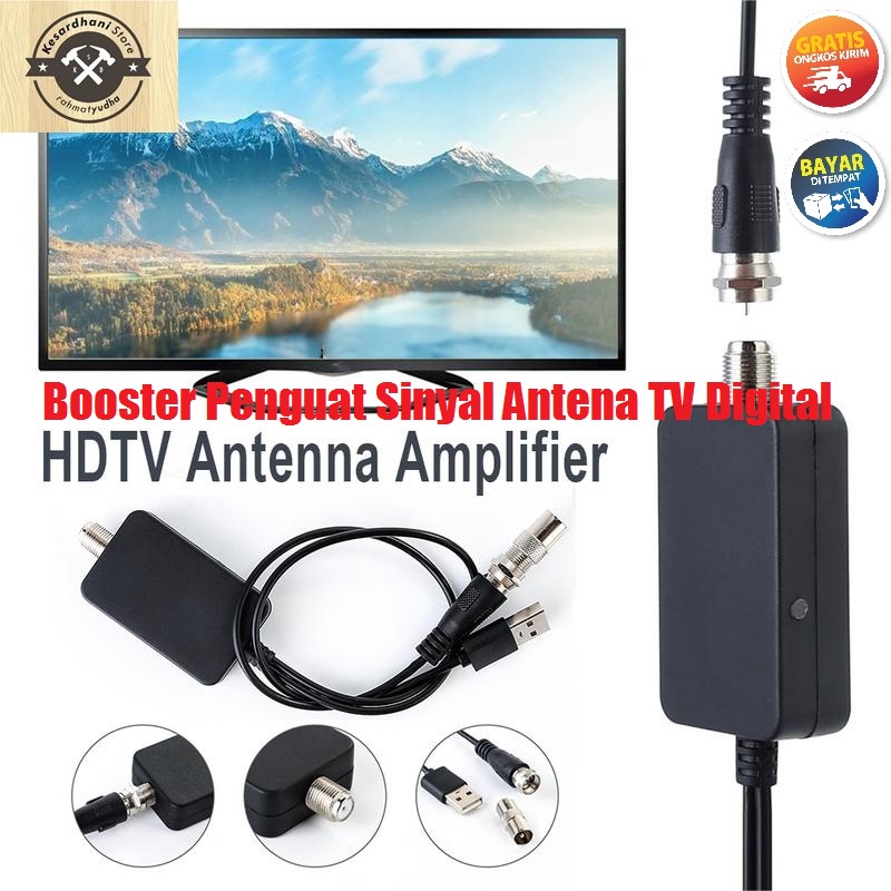 Booster Penguat Sinyal Antena TV Digital Analog HDTV Antenna Amplifier Signal Boster Antene Televisi