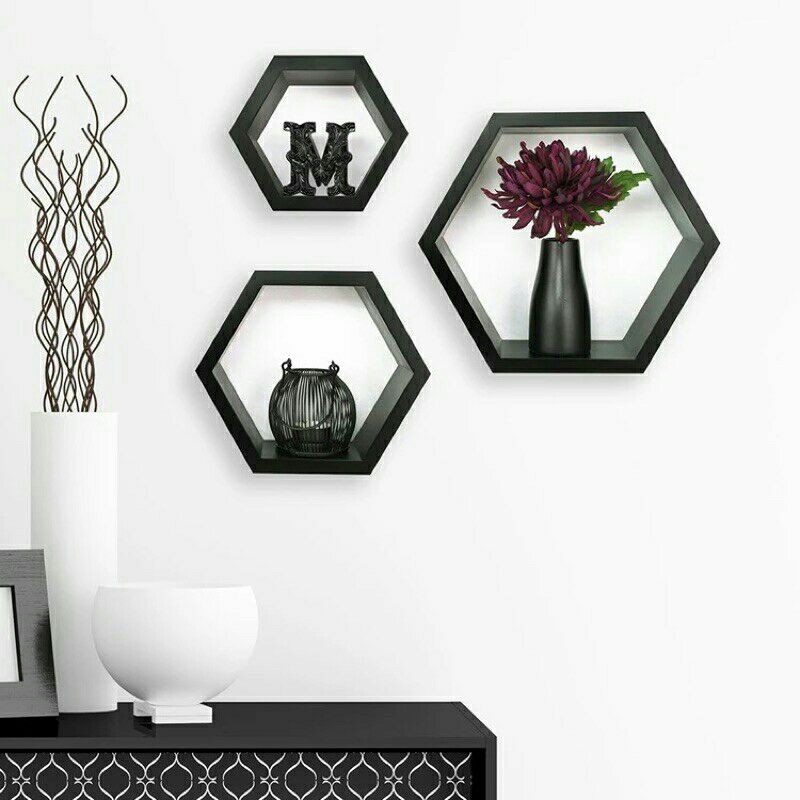 SET RAK HEXAGONAL 6 RAK DINDING HEXAGONAL SARANG LEBAH HIASAN DINDING RUMAH SUPER QUALITY