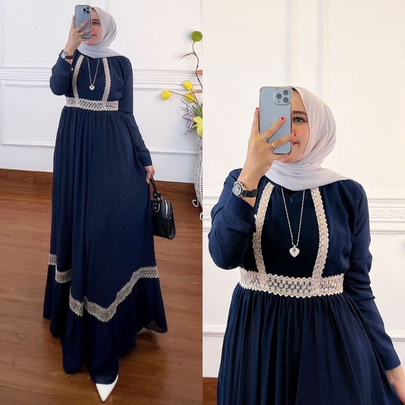 Qaisha dress maxy gamis muslim fashion remaja wanita