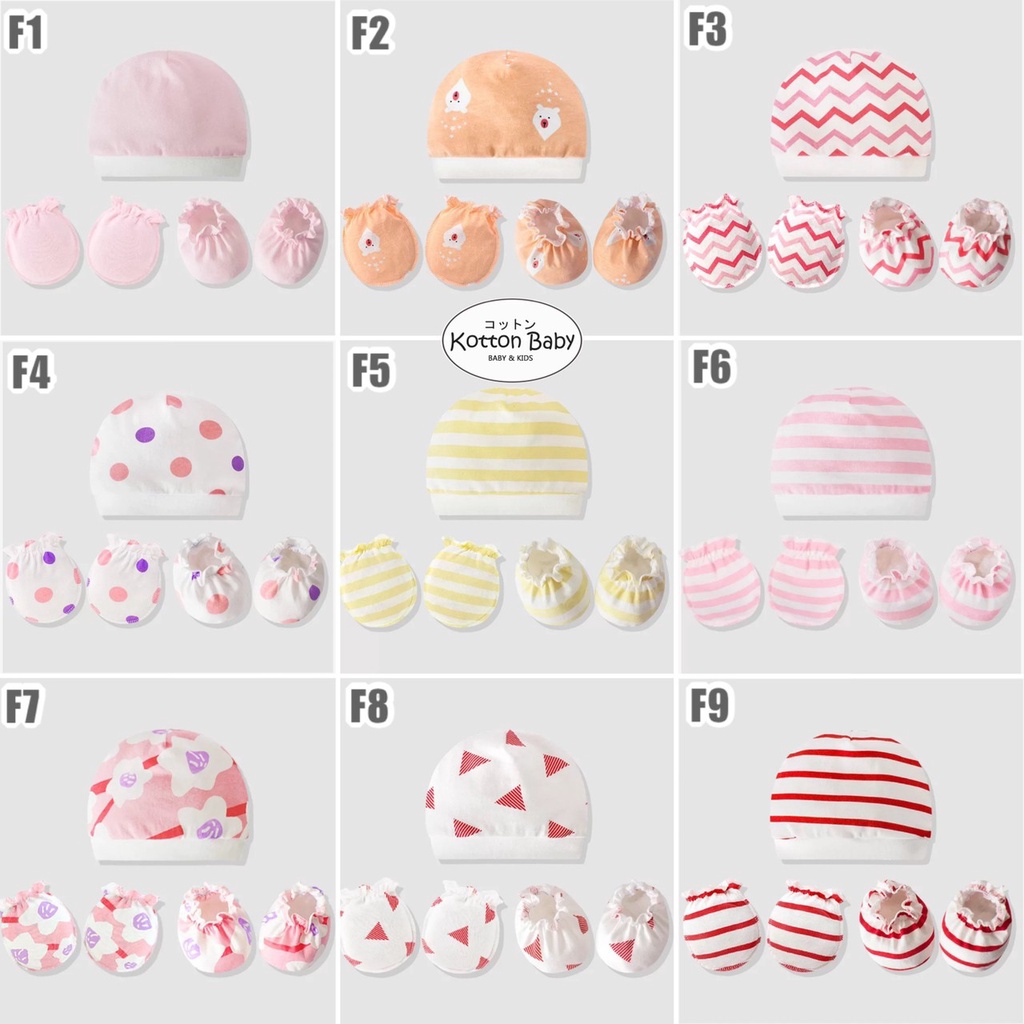 [sale] (1 Set) Topi+Mitten+Booties Bayi | Newborn Sarung Tangab Kaki Kupluk Anak Laki-laki Catalog XY F