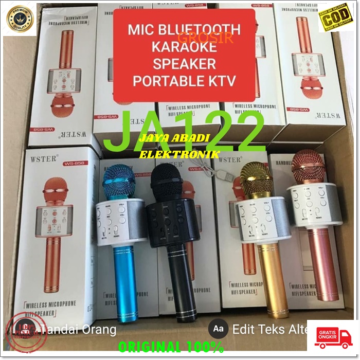 J122 MICROPHONE BLUETOOTH MUSIK USB MP3 SMULE KARAOKE NARSIS ECHO MUSIC MICROPHONE VOCAL JERNIH KTV SYSTEM CASAN BLUETOTH PORTABLE SPEKAER CHARGE USB MUSIK SOUND VOKAL MUSIK MI  ADA OUTPUT NYA UNTUK KE SPEAKER DAN BISA BLUETOOTH KE SEGALA JENIS GADGET