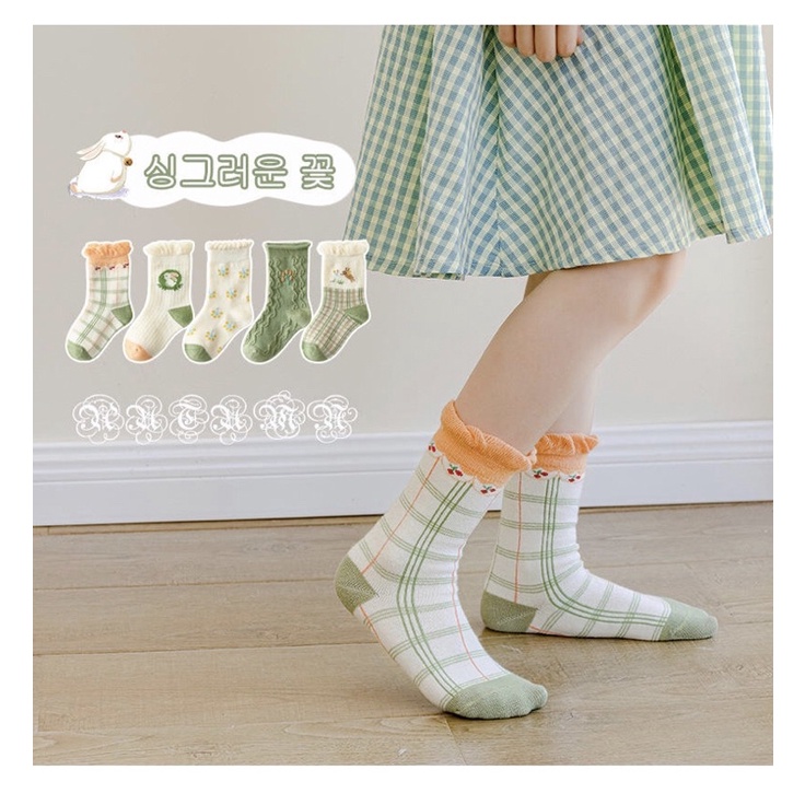 SET Kaos kaki Anak Premium Bahan Katun Import isi 5 in 1 Kaos kaki Anak Vintage Kids Socks Import Premium Quality Kaos Kaki Anak Lucu dan Murah isi 5