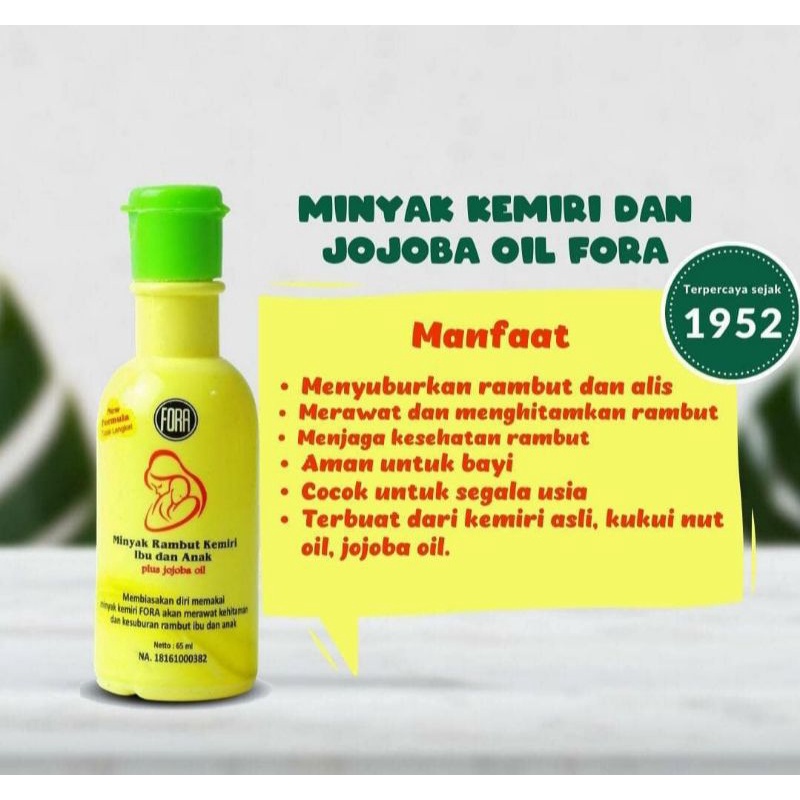 minyak kemiri fora baby 65ml/minyak rambut ibu &amp; bayi penebal rambut dan alis 65 ml