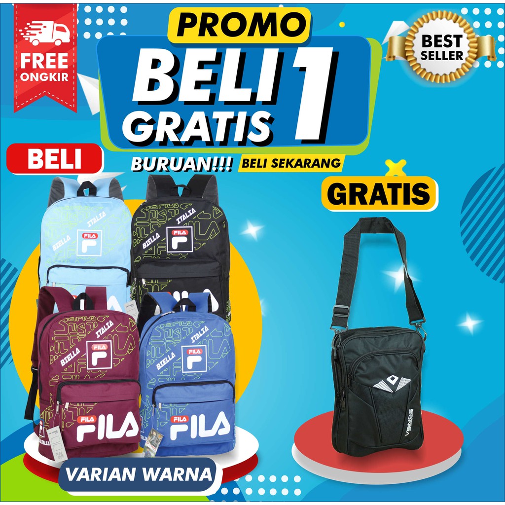 BELI 1 GRATIS 1 Ransel Distro Biru Backpack Laptop Sekolah Kuliah Cowok Cowo SD SMP SMA Murah Keren