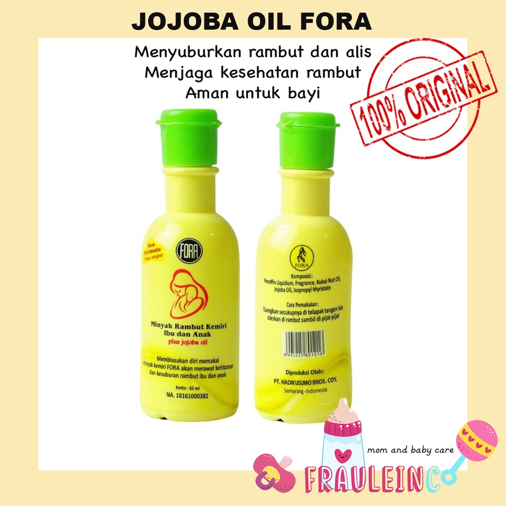 *FRAULEINCO* Minyak Kemiri Murni + Jojoba Oil Penumbuh Rambut dan Alis FORA BPOM 65ml / Minyak penumbuh rambut bayi