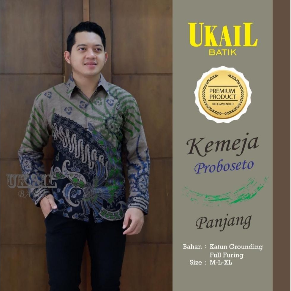 PROBOSETO Kemeja Batik Pria Lengan Panjang Katun Halus FULL FURING Batik UKAIL