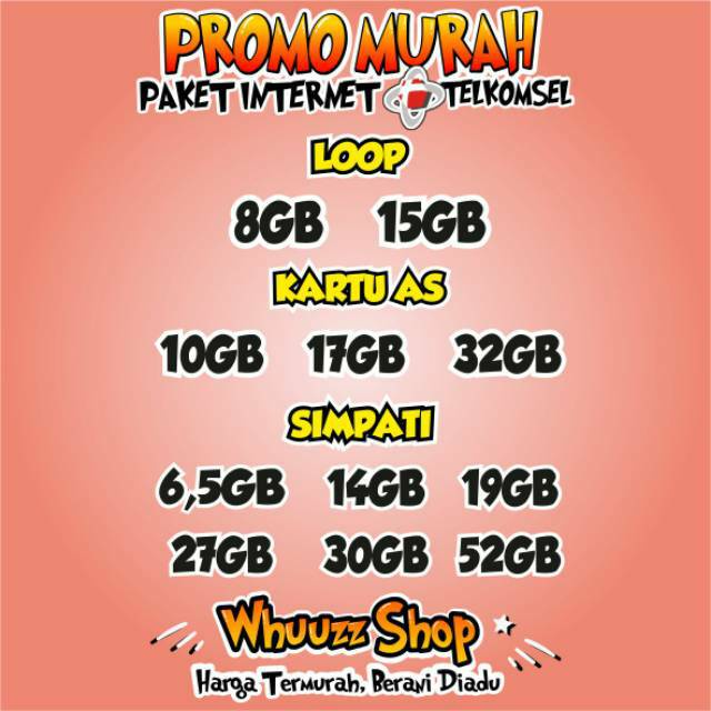 BDS - SURPRISE DEAL PAKET DATA INTERNET KUOTA TELKOMSEL SIMPATI AS LOOP OMG 20GB 30GB 50GB