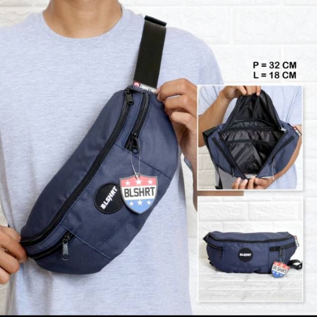 Waistbag bullshirt original brand warna navy