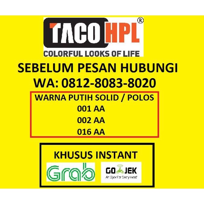 BISA COD TACO HPL WARNA PUTIH POLOS KODE 001/002/016 AA