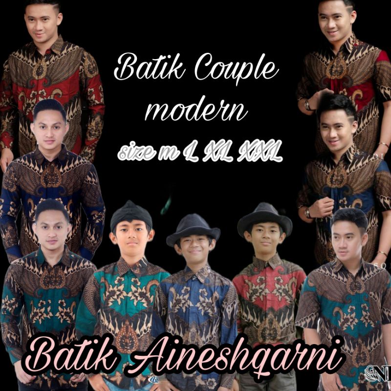 Batik Aineshqarni Baju Batik Couple Kemeja Hem Couple Garuda Couple Batik Ayah dan Anak Laki-laki
