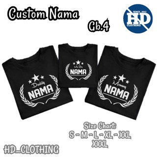  KAOS  CUSTOM GRATIS NAMA  BISA COUPLE DAN KELUARGA Size S 