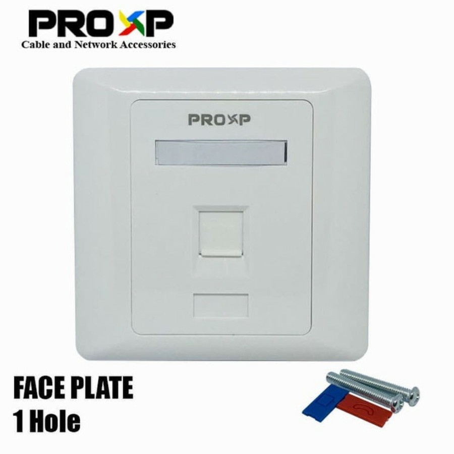 Faceplate RJ45 Merk Proxp Original 1 Hole atau 2 Hole Cocok untuk RJ45 dan RJ11