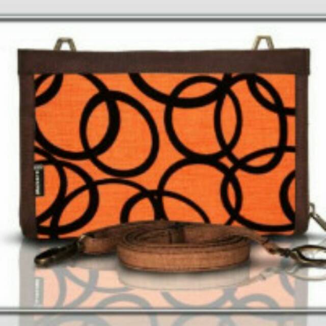 Dompet/Tas etnik HPO Makara Flocking Orange